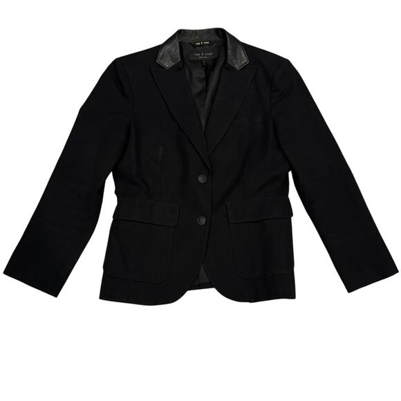 rag & bone Jackets & Blazers - Rag & Bone Black Blazer Perforated Leather Collar Women's Size 4 Made in USA